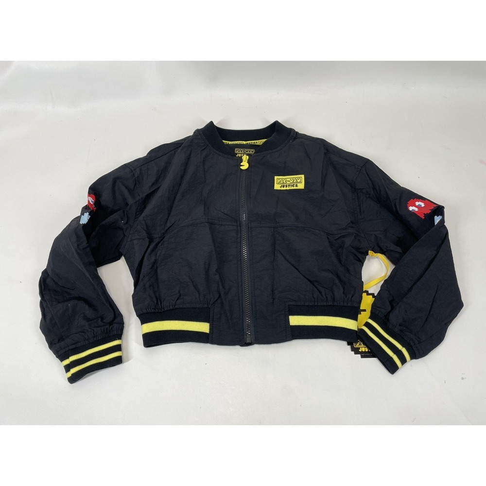Pacman Justice Girls Mini Bomber Jacket Size XL Black